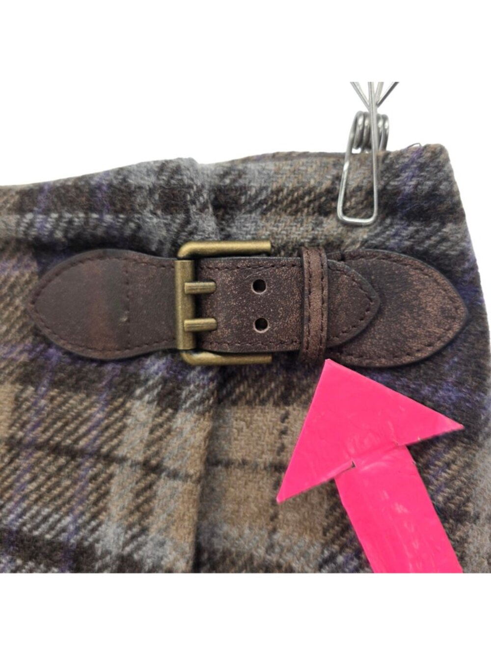Polo Ralph Lauren Womens 4 Skirt Wool Plaid Leather Buckle Mini Wrap Preppy - Picture 5 of 10